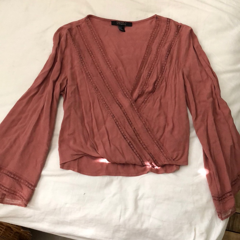 Bell Sleeve Boho dusty Pink top